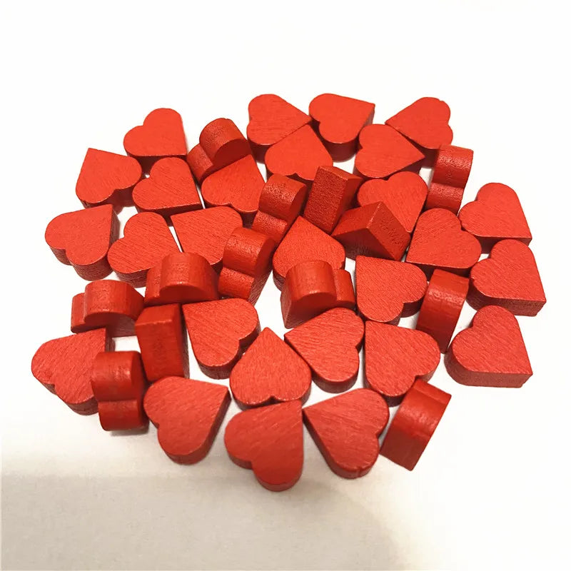 100Pcs Heart/Diamond/Water/Cross/Star Wood Game Pieces