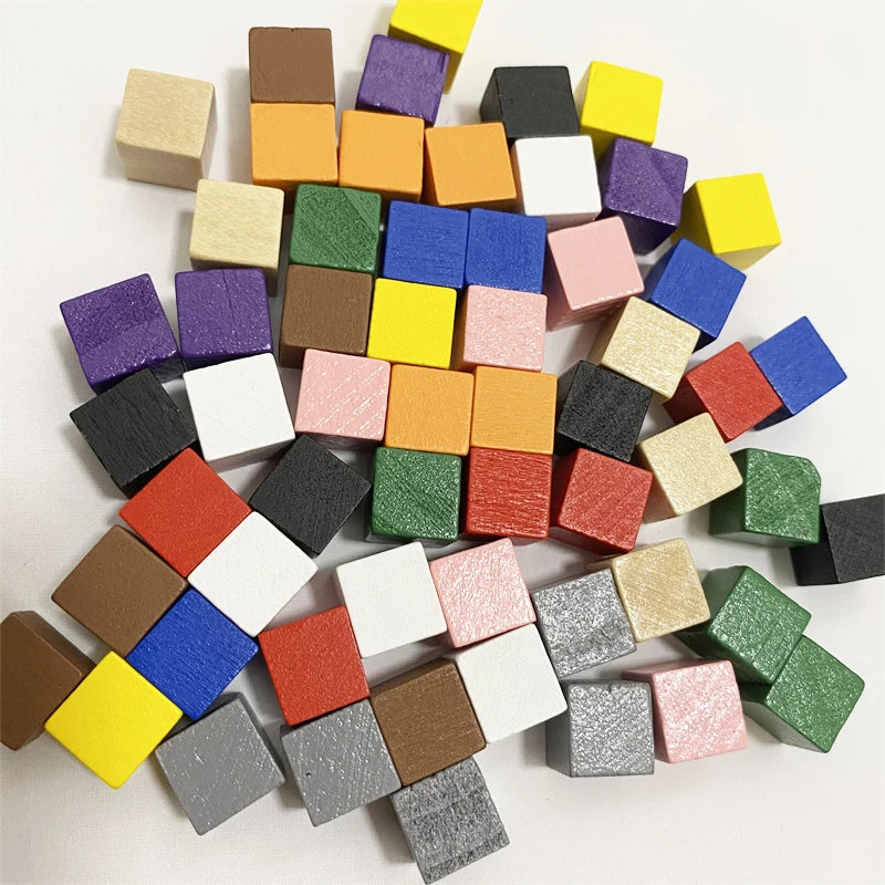 50Pcs Colorful Wood Cubes For Board Games