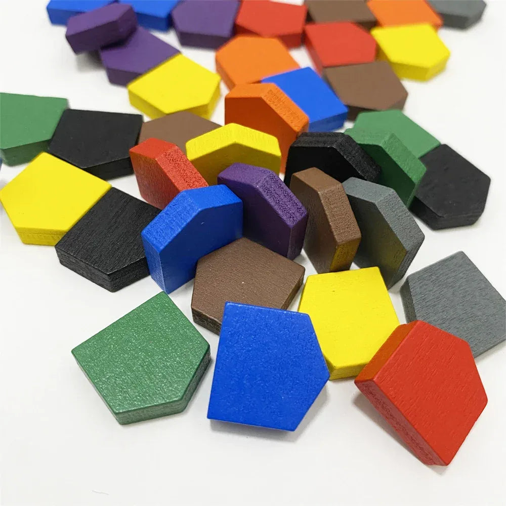 50PC Colorful Wooden House Pawns For Board Games - Out of Play