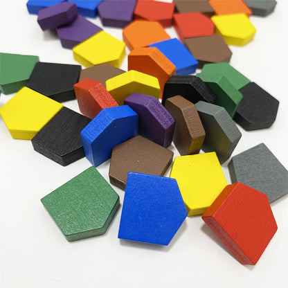 50PC Colorful Wooden House Pawns For Board Games
