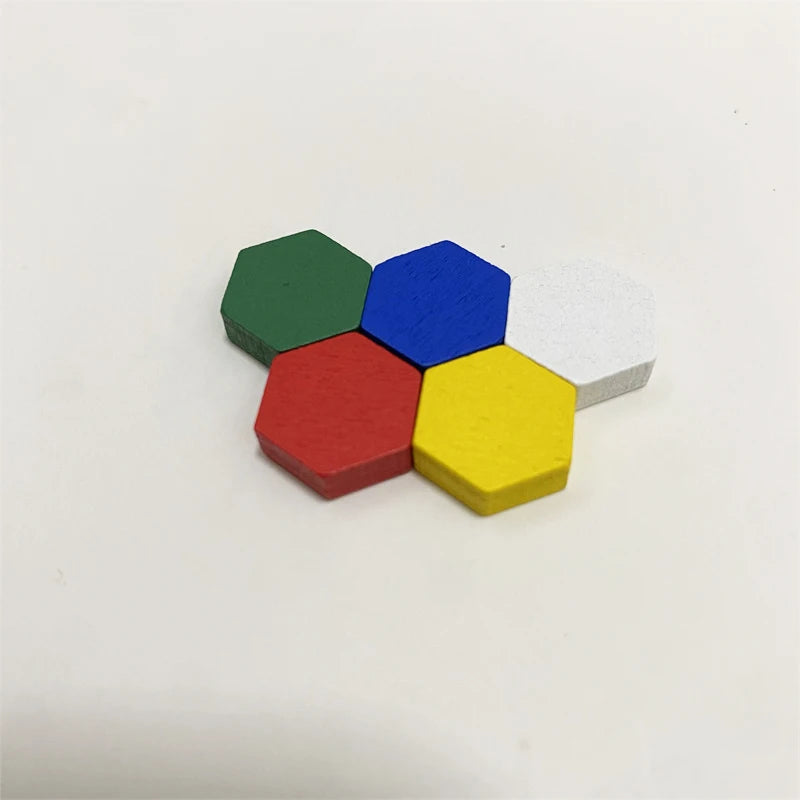 50Pcs Wooden Hexagonal Tokens For Board Games