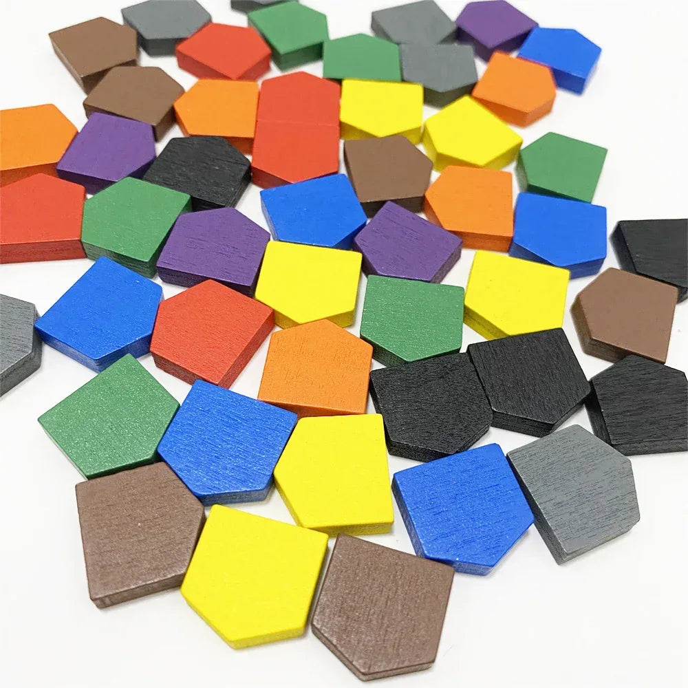 50PC Colorful Wooden House Pawns For Board Games - Out of Play