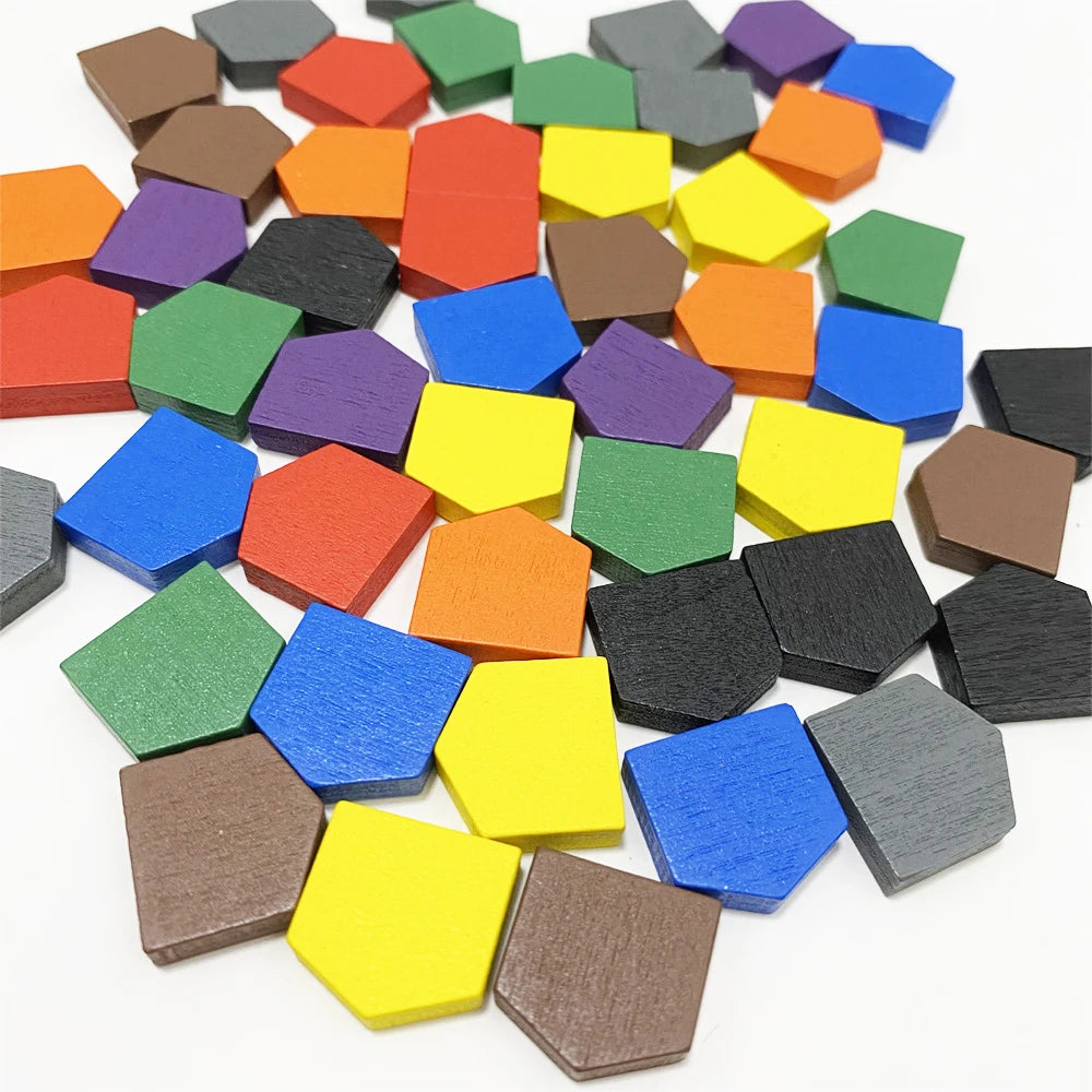 50PC Colorful Wooden House Pawns For Board Games