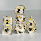 Snowy Neko Liquid Core RPG Dice Set - 7 Pieces