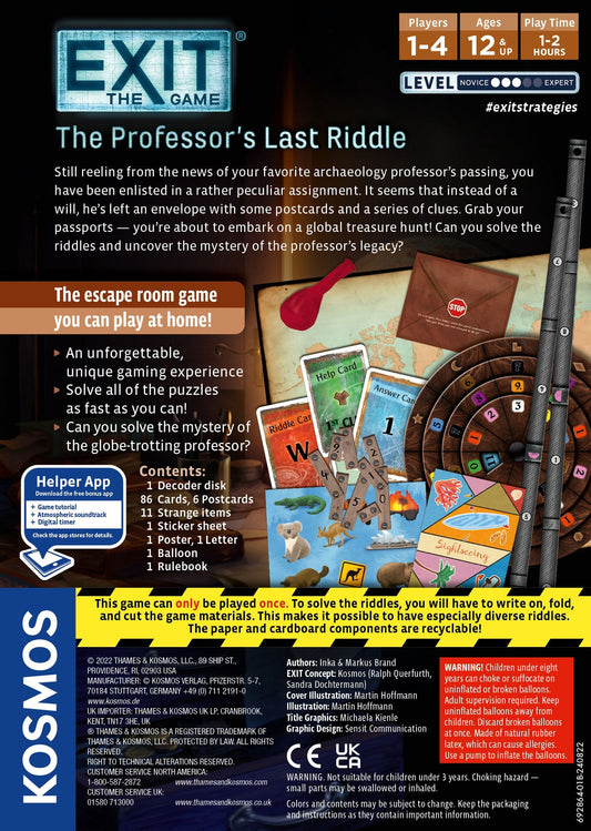 EXIT The Game - The Professor's Last Riddle - Board Game PunkOuter Games