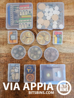 Via Appia BitsBins - 5 Pods, 2 Minis, 2 Originals, 1 Card Box, 2 Flats - Out of Play