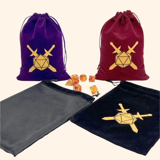 Velvet D20 Swords Dice Bag - Out of Play Board Game Accessories