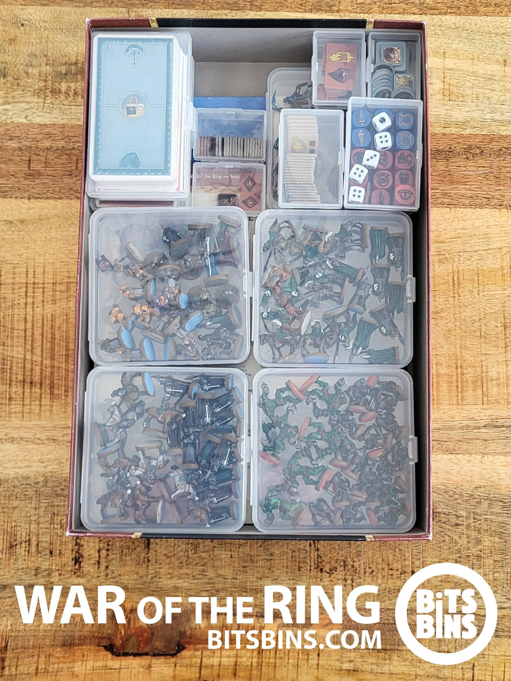 BitBins War of the Ring - 4 Minis, 1 Original, 1 XL, 2 Tiles, 9 Flats - Out of Play