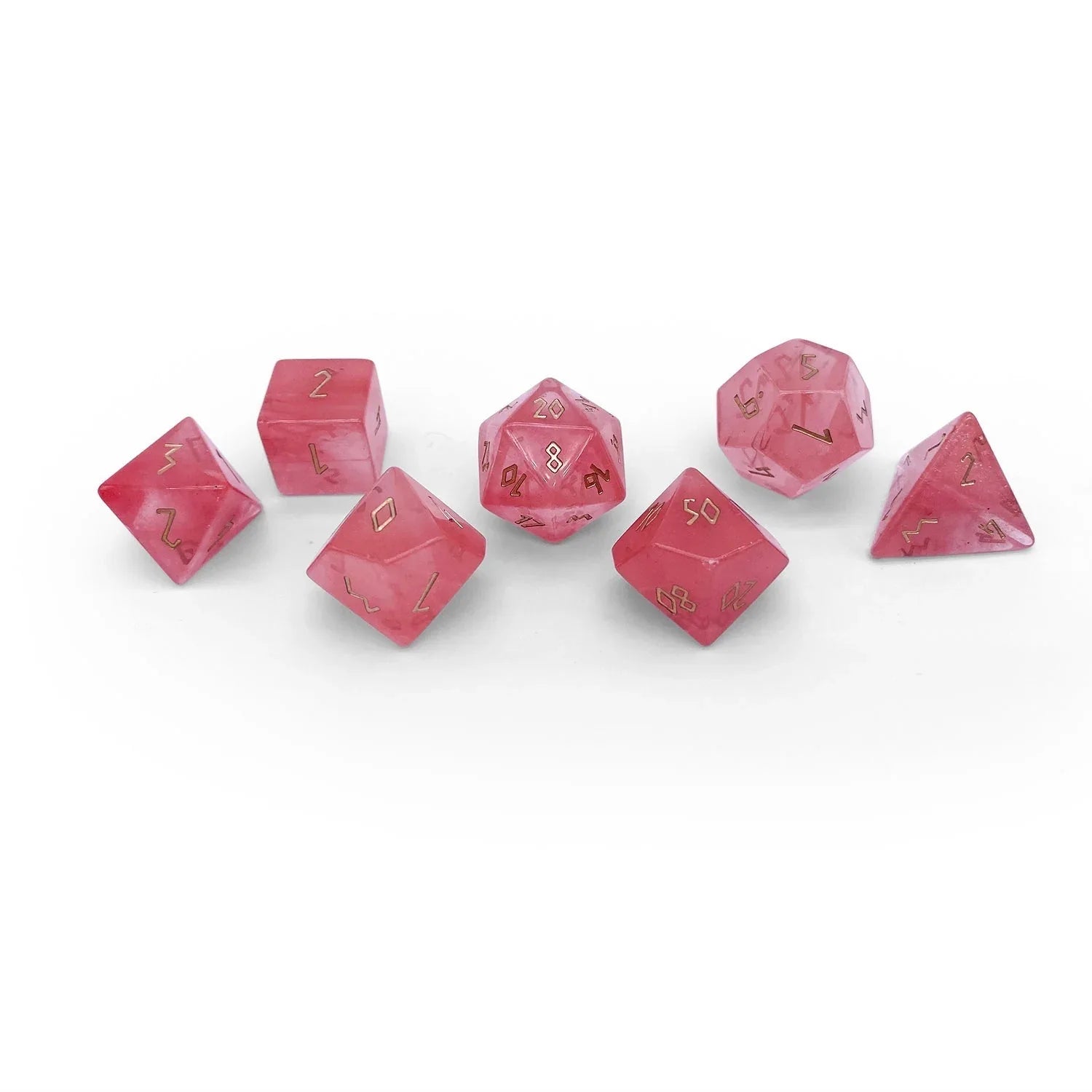 Watermelon Candy Jade - 7 Piece RPG Set Gemstone Dice - Out of Play