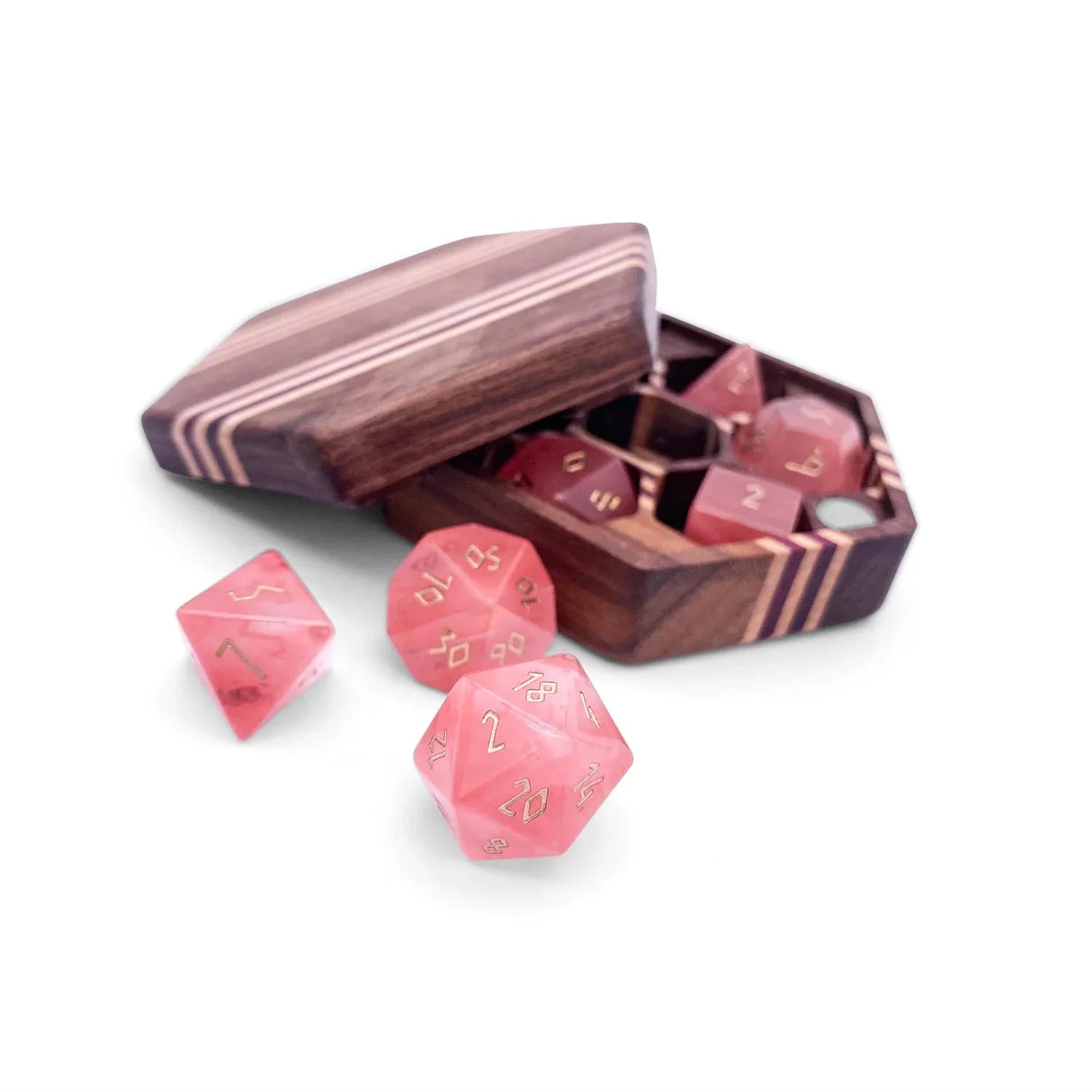 Watermelon Candy Jade - 7 Piece RPG Set Gemstone Dice - Out of Play
