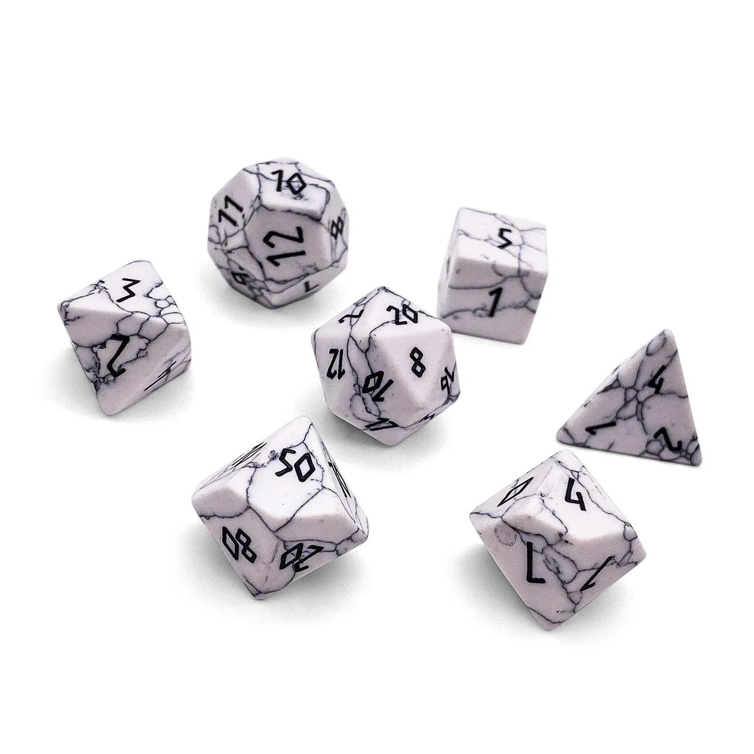 White Howlite - 7 Piece RPG Set Gemstone Dice - Out of Play