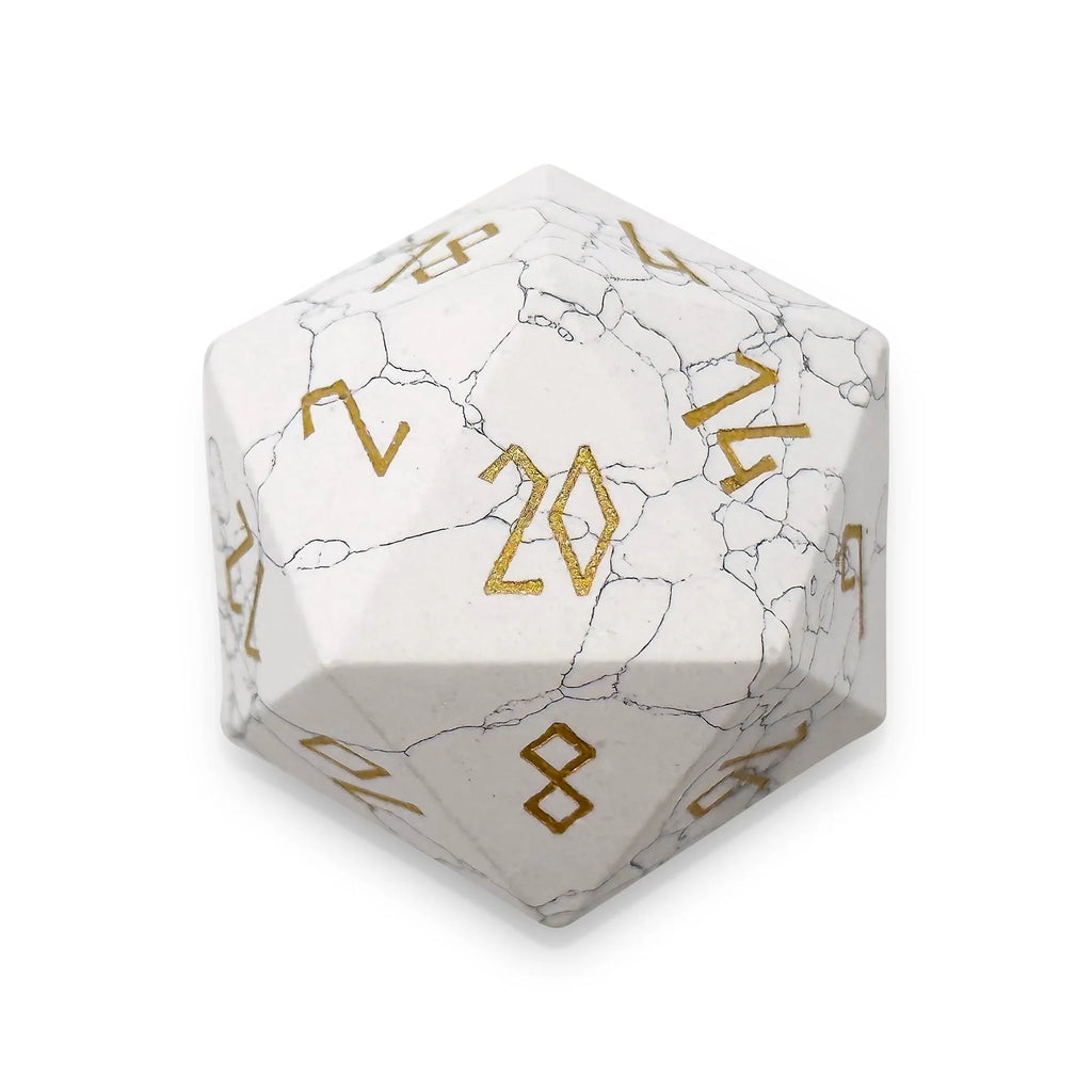 White Howlite - Boulder® 30mm Gemstone Dice - Out of Play