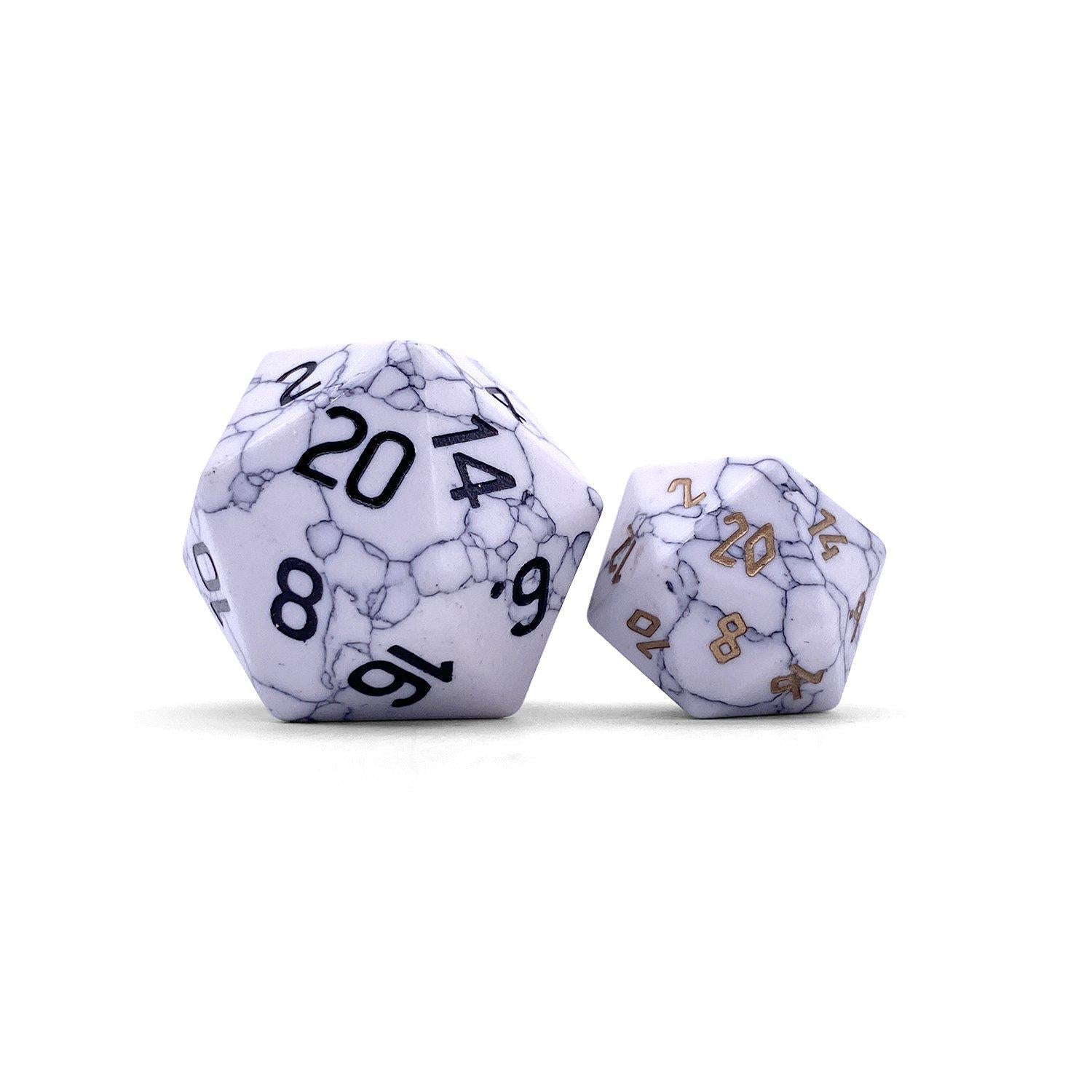 White Howlite - Boulder® 30mm Gemstone Dice - Out of Play
