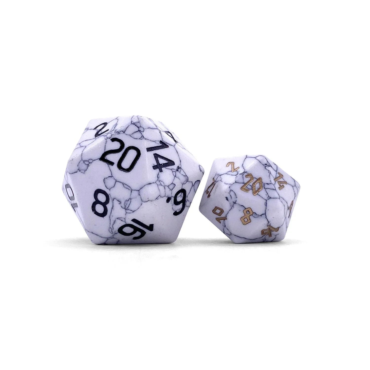 White Howlite - Boulder® 30mm Gemstone Dice - Out of Play