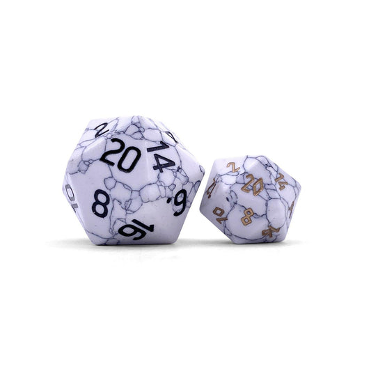 White Howlite - Boulder® 30mm Gemstone Dice - Out of Play