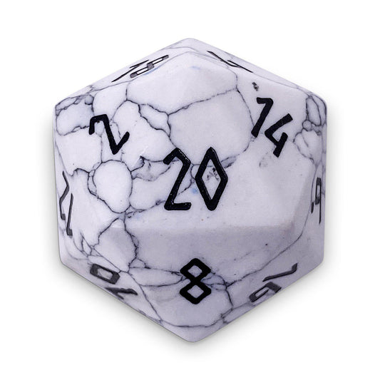 White Howlite - Boulder® 30mm Gemstone Dice - Out of Play