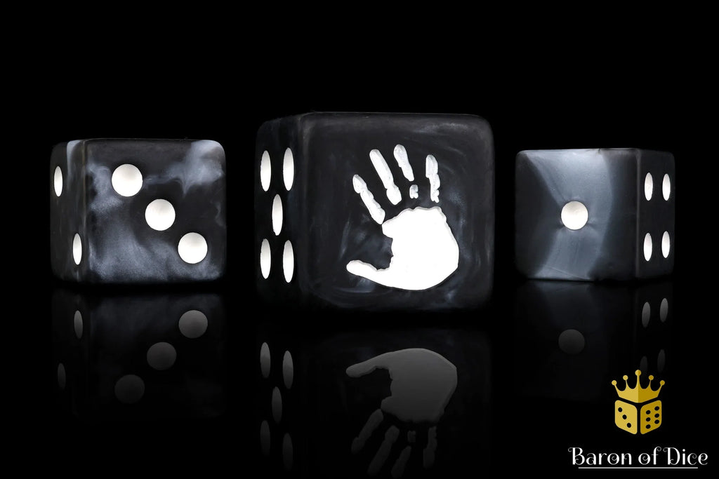 White Handprint Dice - Out of Play