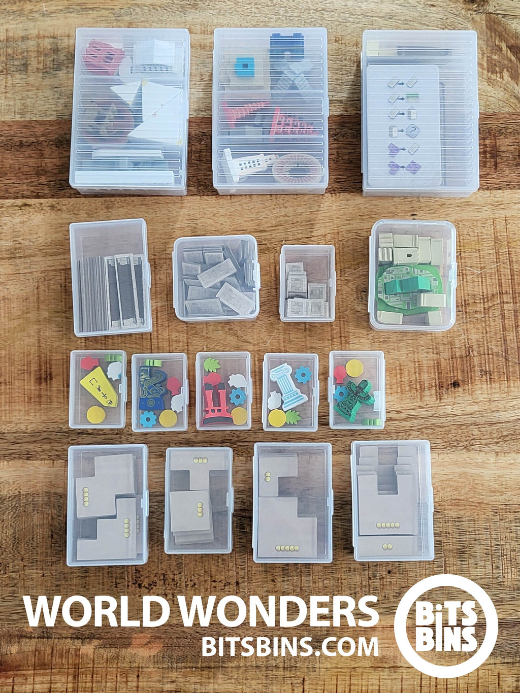 Bits Bins World Wonders - 6 Minis, 1 Original, 4 XLs, 3 Tarot, 1 Case, 3 Tile, 1 Stack - Out of Play