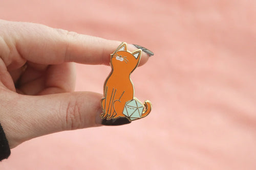 Abyssinian D20 Dice Buddy Enamel Pin - Out of Play