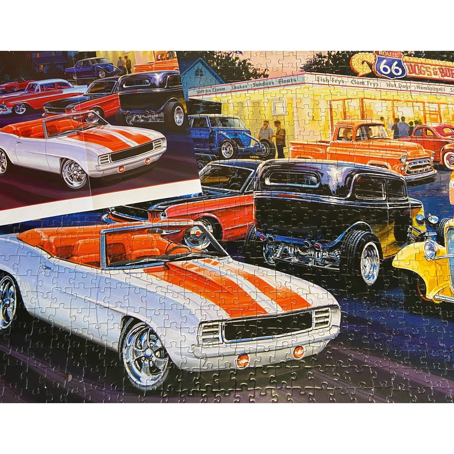 Cruisin' Route 66 - Dogs & Burgers 1000 Piece Jigsaw Puzzle - Out of Play