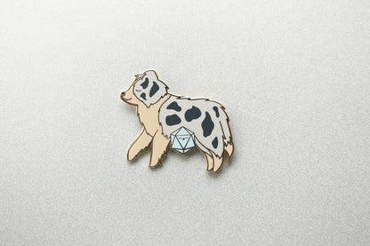 Australian Shepherd D20 Dice Buddy Enamel Pin