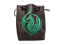 Black Leather Lite Dragon's Breath Design Self-Standing Large Dice Bag - Out of Play