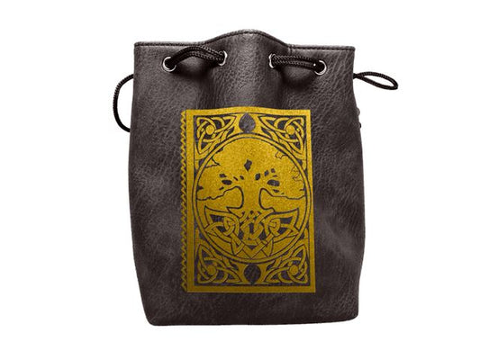Black Leather Lite Spell Book Design Self-Standing Large Dice Bag Easy Roller Dice Company