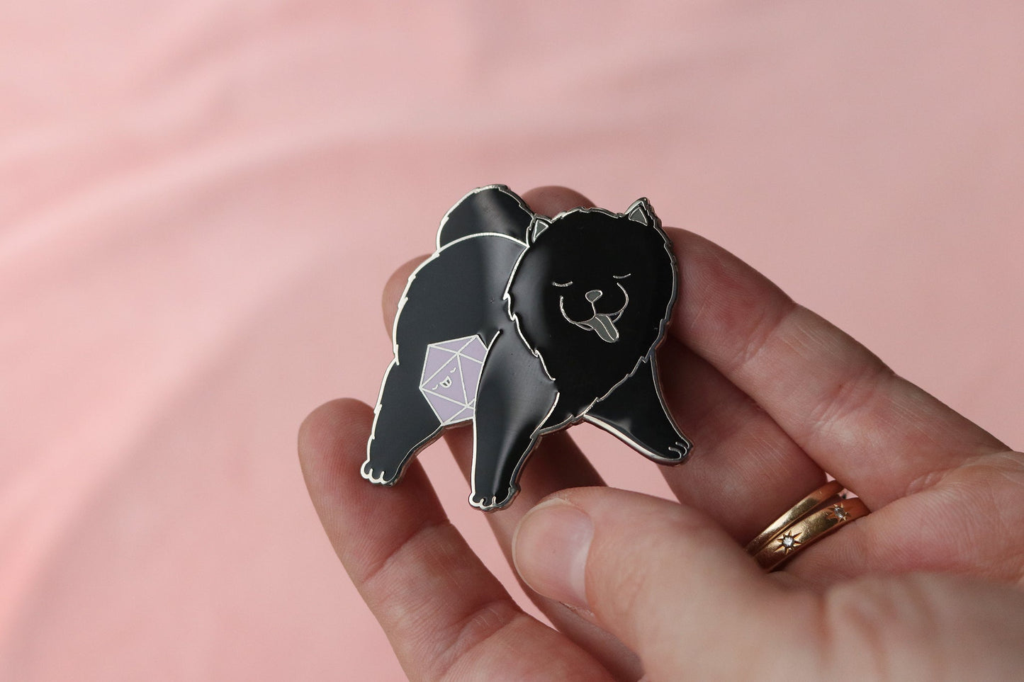 Chow Chow D20 Dice Buddy Hard Enamel Pin