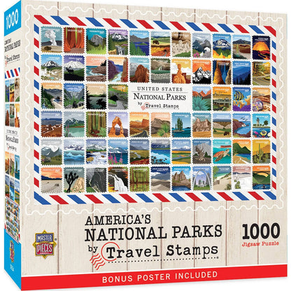National Parks Travel Stamps 1000 Piece Jigsaw Puzzle - Out of Play