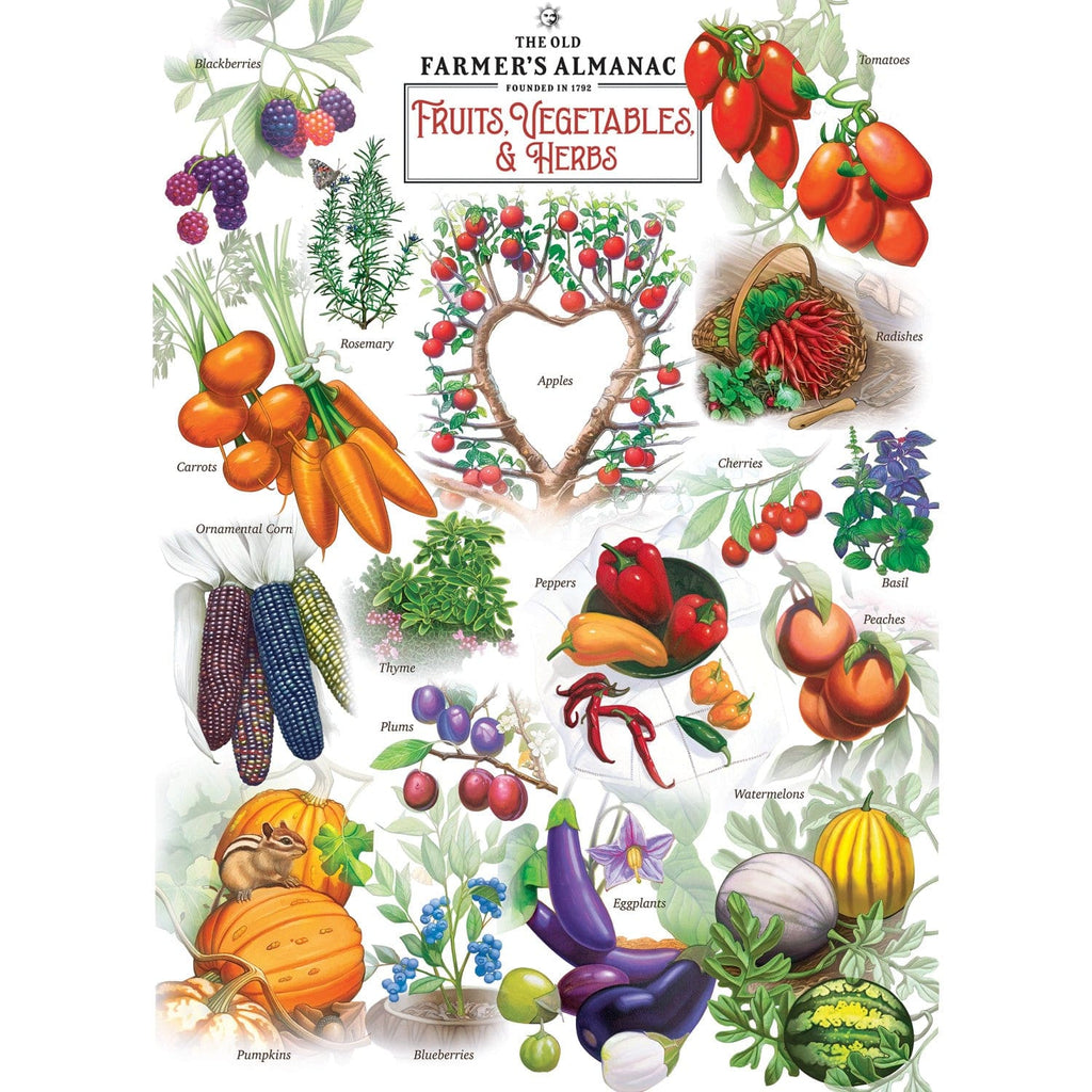 Farmer's Almanac - Fruits, Vegetables, & Herbs 1000 Piece Jigsaw Puzzle - Out of Play