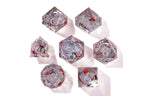 Winter Cherry Blossom Liquid Core RPG Dice Set - 7 Pieces - Out of Play