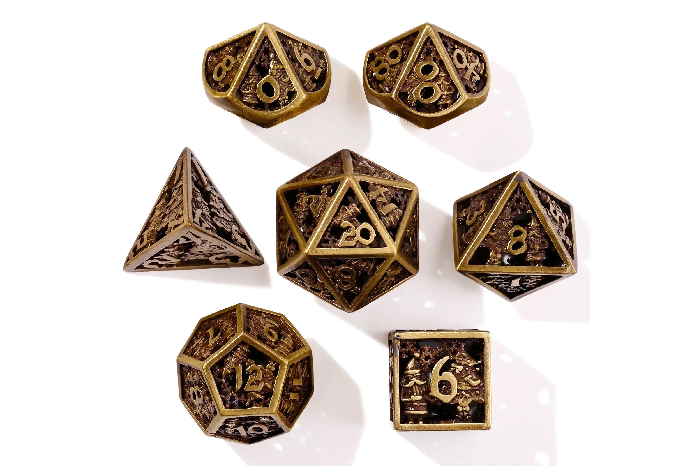 Christmas Metal RPG Dice Set - 7 Pieces - Out of Play