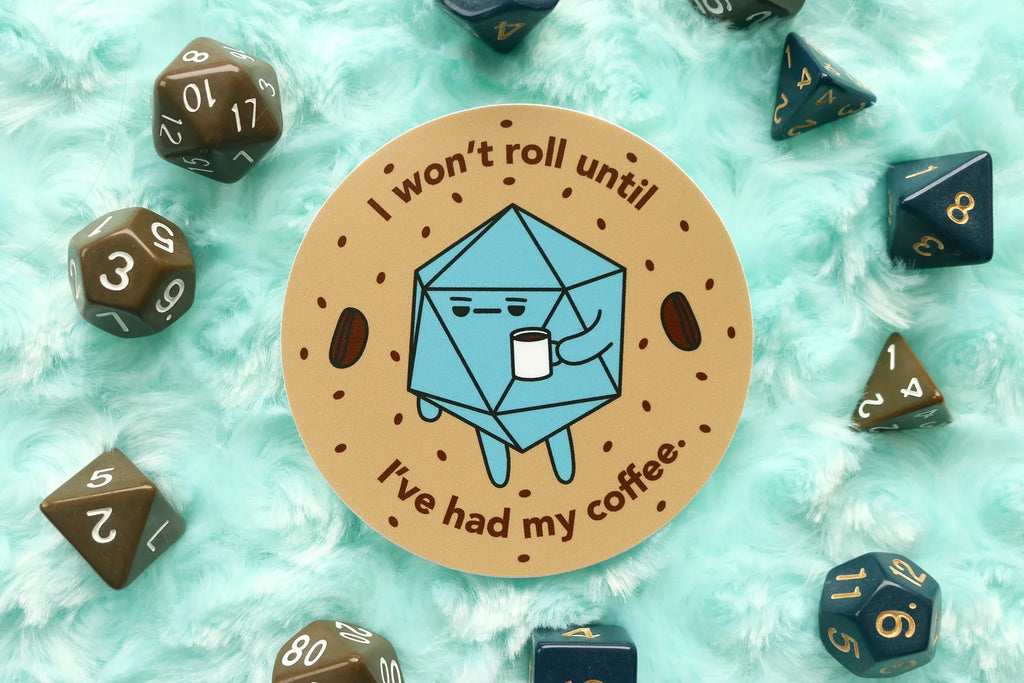 Coffee D20 Sticker and Magnet - Out of Play