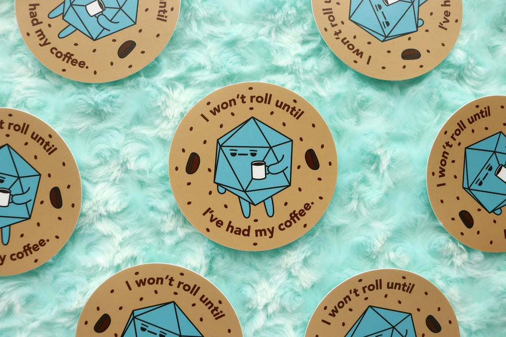 Coffee D20 Sticker and Magnet - Out of Play