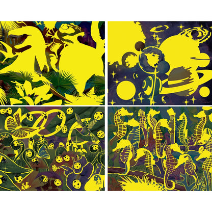 Glow in the Dark 100 Piece Jigsaw Puzzles - 4-Pack V2 - Out of Play