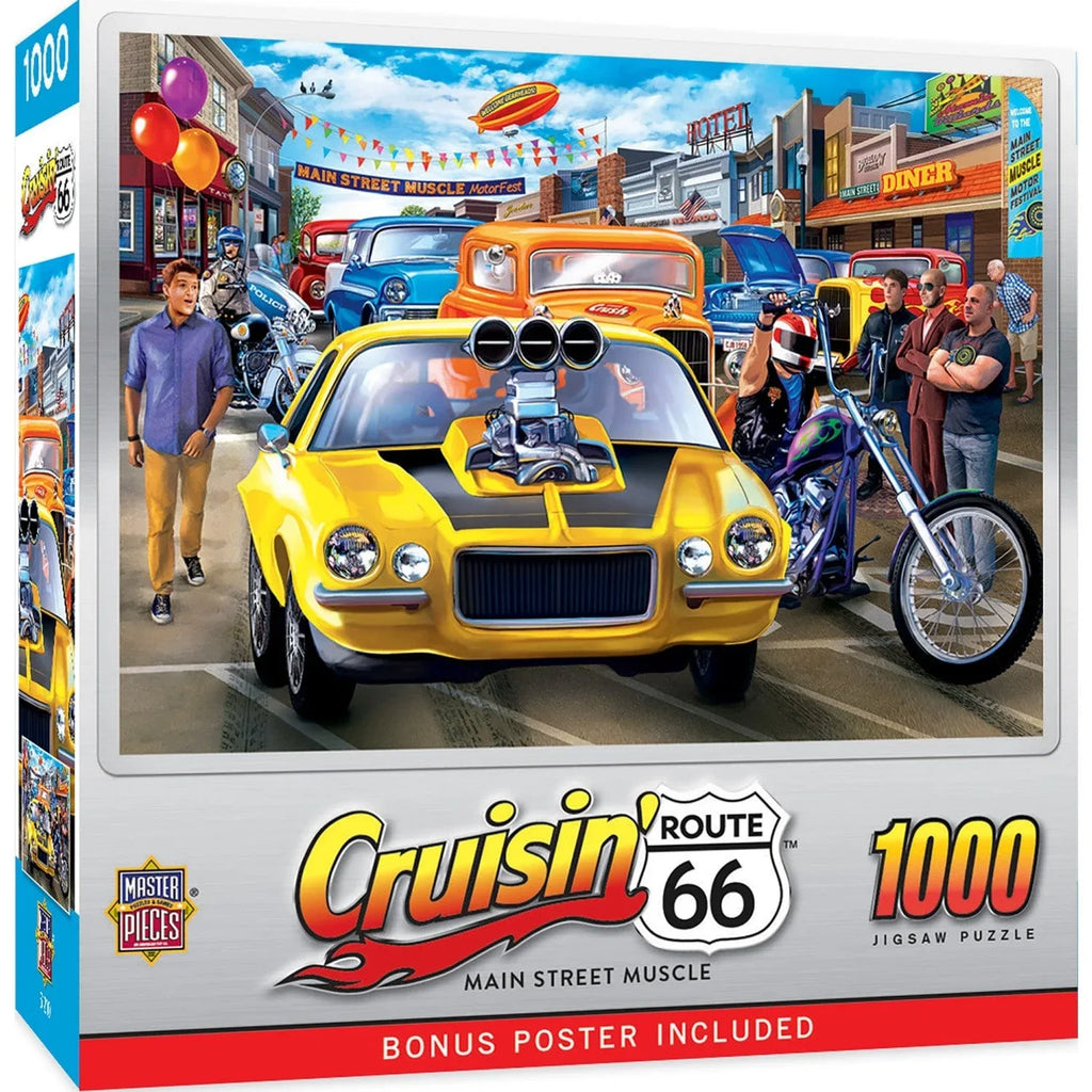 Cruisin' Route 66 - Main Street Muscle 1000 Piece Jigsaw Puzzle - Out of Play