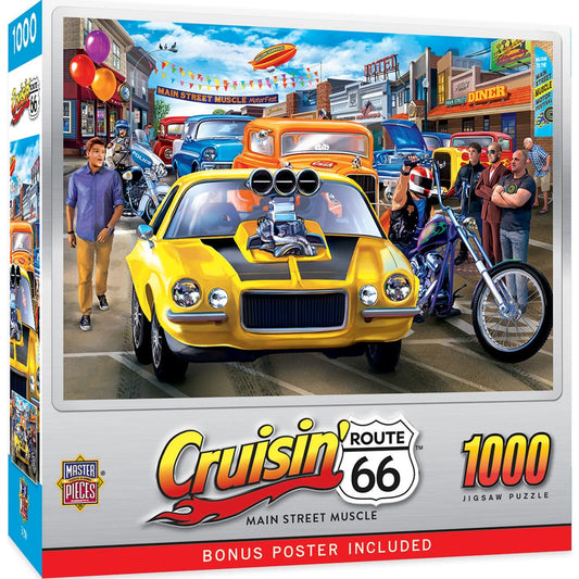 Cruisin' Route 66 - Main Street Muscle 1000 Piece Jigsaw Puzzle - Out of Play