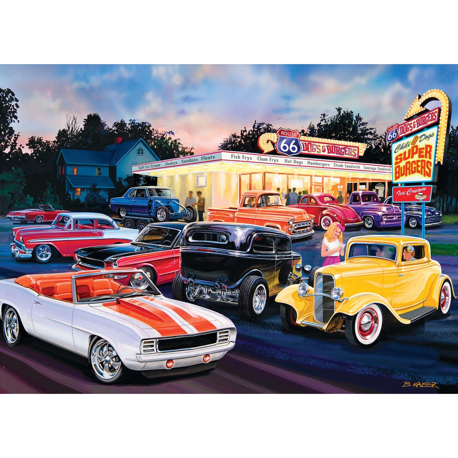 Cruisin' Route 66 - Dogs & Burgers 1000 Piece Jigsaw Puzzle - Out of Play