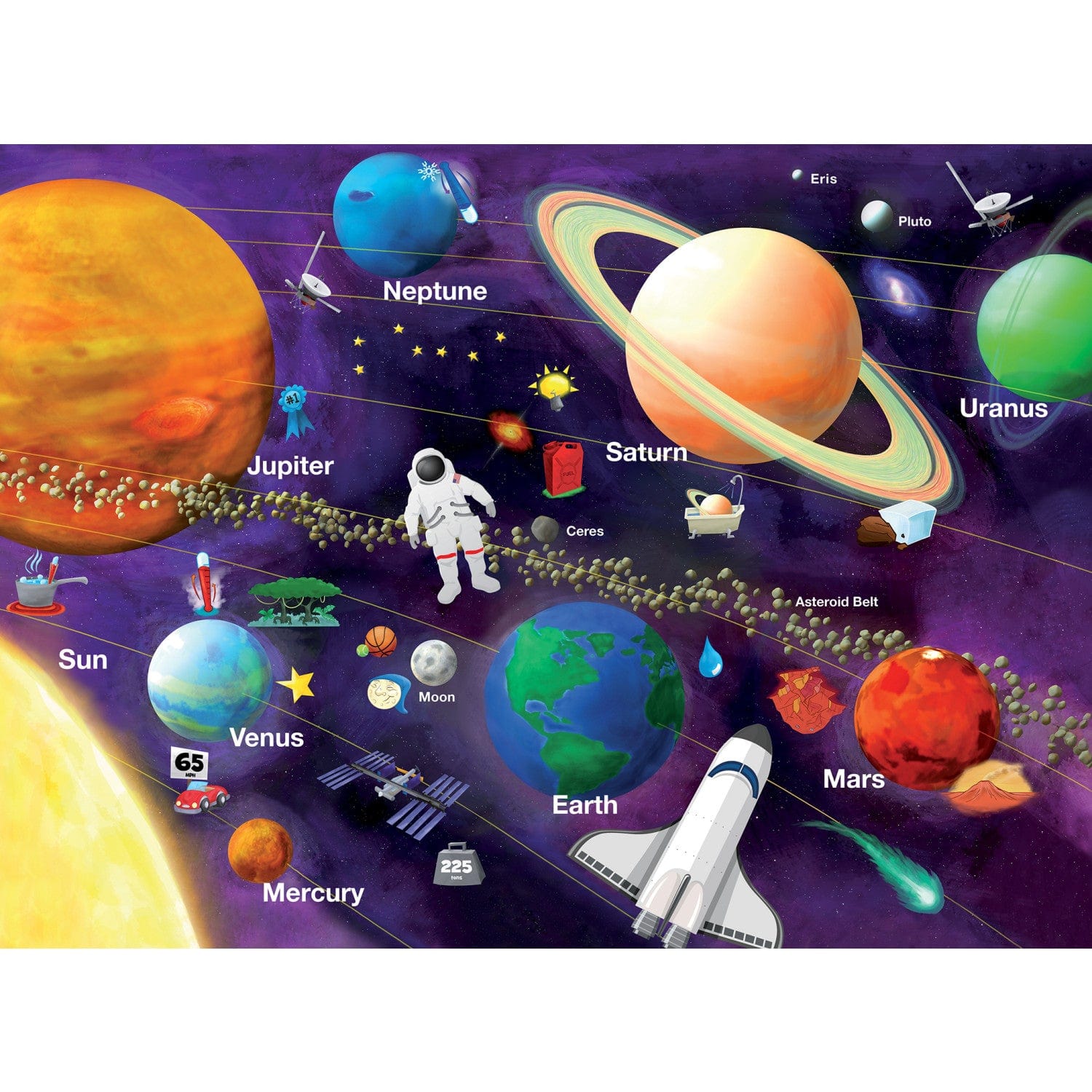 Glow in the Dark - Solar System 100 Piece Jigsaw Puzzle - Out of Play