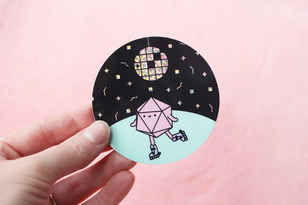 Roller Rink Dice Buddy Glitter Sticker - Out of Play