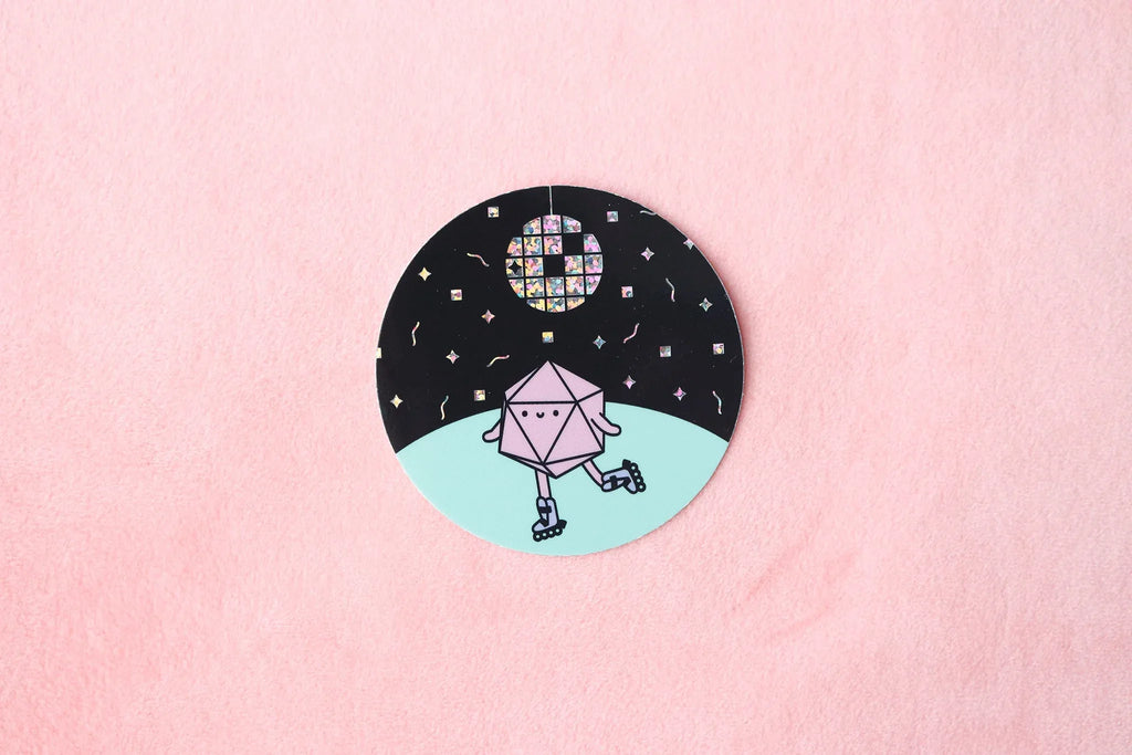 Roller Rink Dice Buddy Glitter Sticker - Out of Play