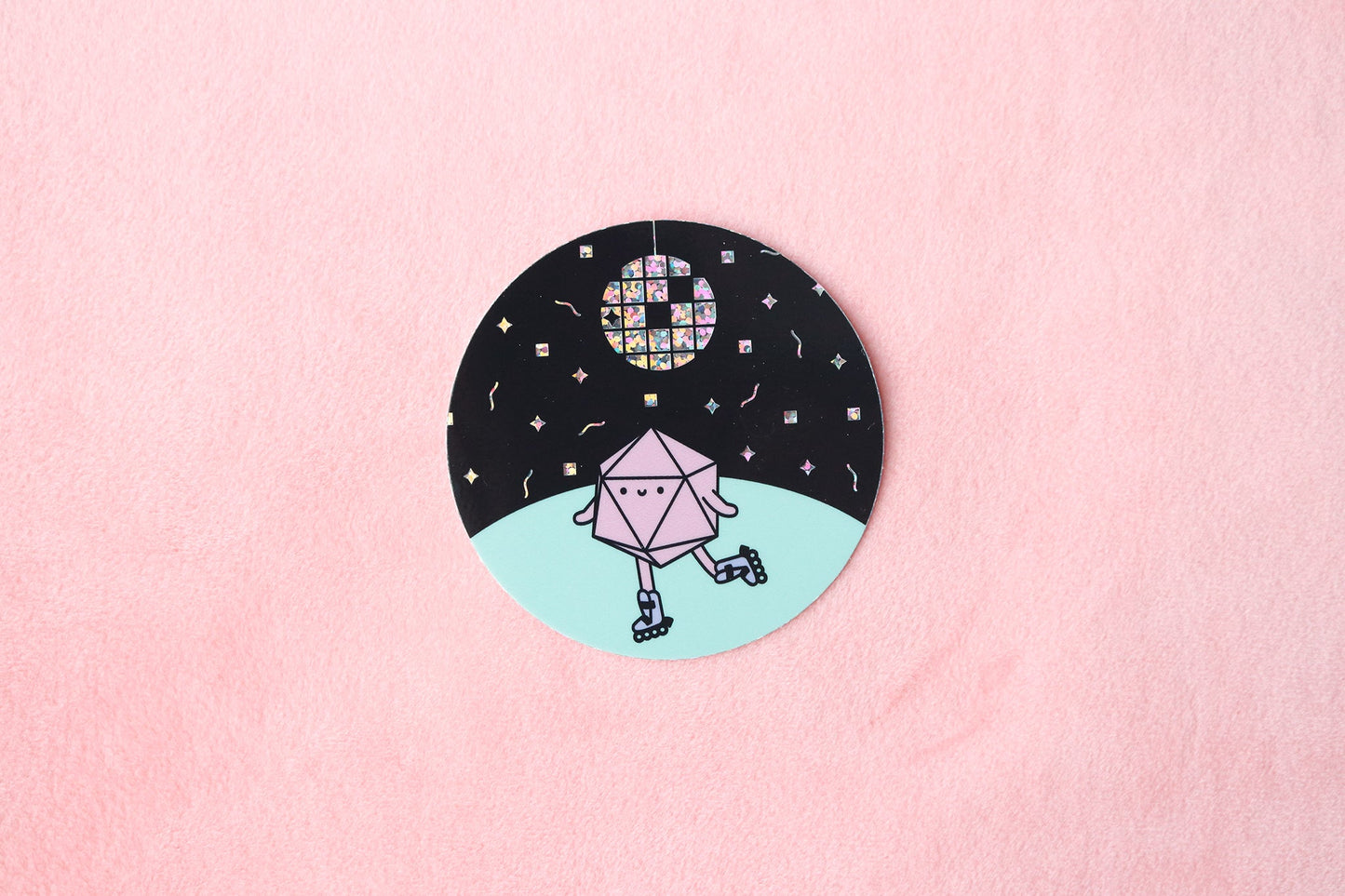 Roller Rink Dice Buddy Glitter Sticker
