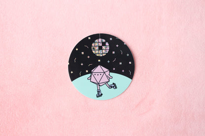 Roller Rink Dice Buddy Glitter Sticker
