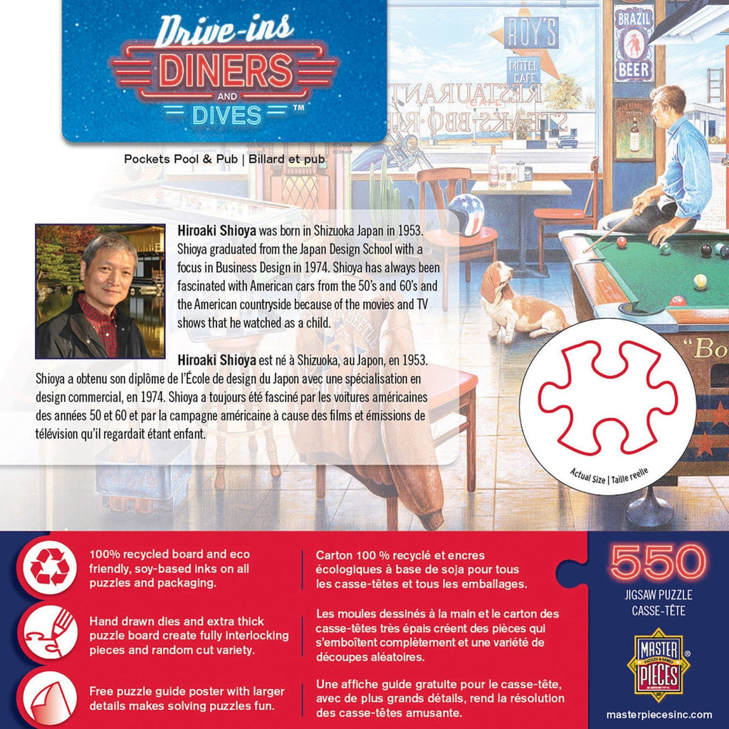 Drive-Ins, Diners & Dives - Pockets Pool & Pub 550 Piece Jigsaw Puzzle - Out of Play