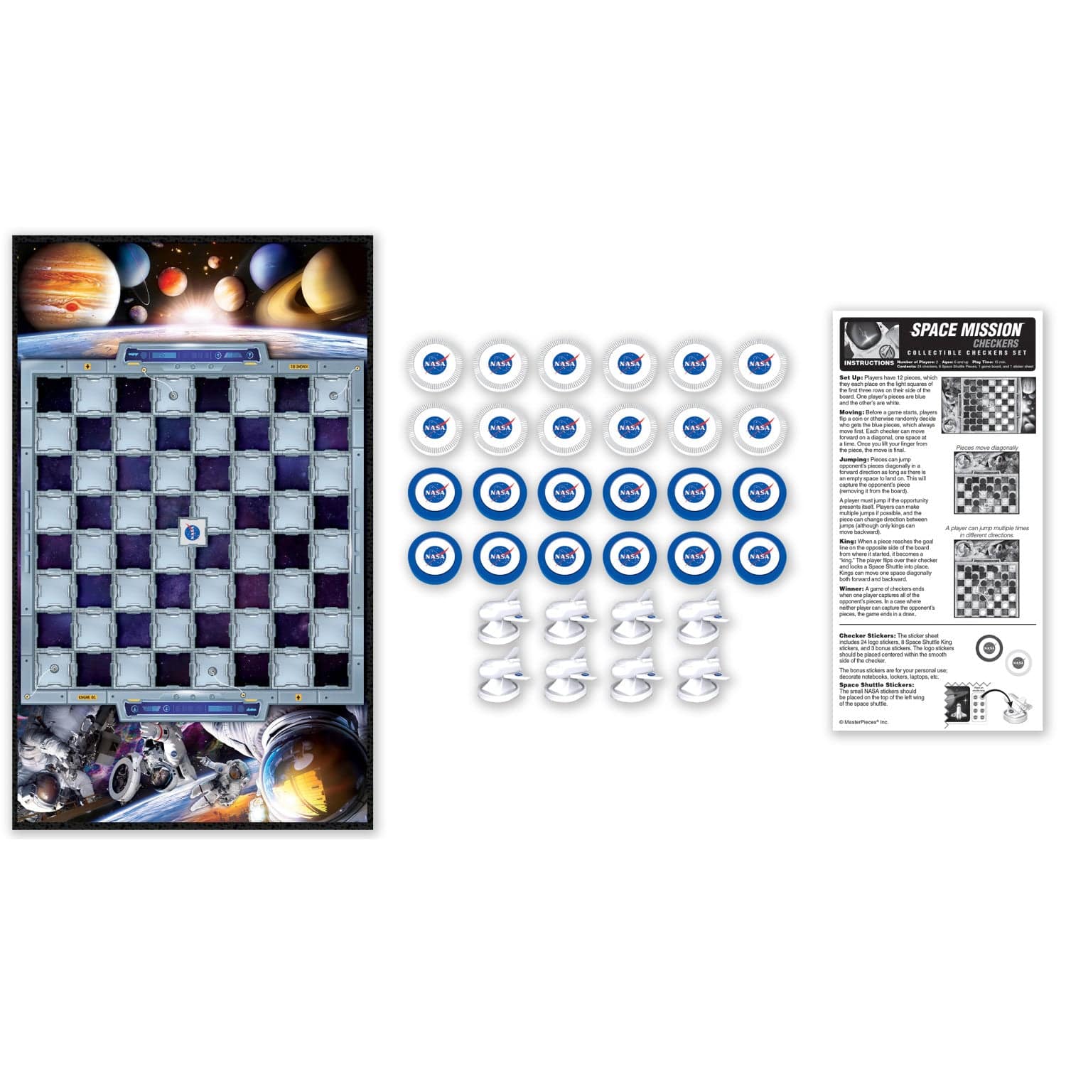 Space Mission Checkers Board Game - Out of Play