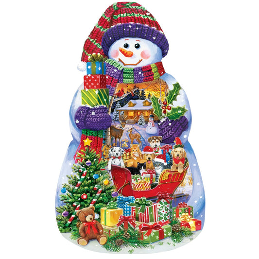 Shapes - Snowman Spectacle Shaped 1000 Piece Jigsaw puzzle - Out of Play