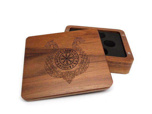 Ornate Helm of Awe Wooden Dice Case Easy Roller Dice Company