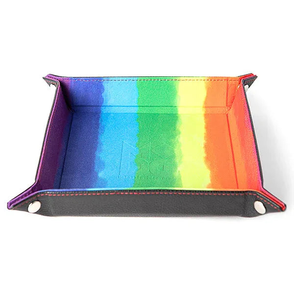 Foldable Dice Tray: Leather - Square Shape - Watercolor Rainbow - Out of Play