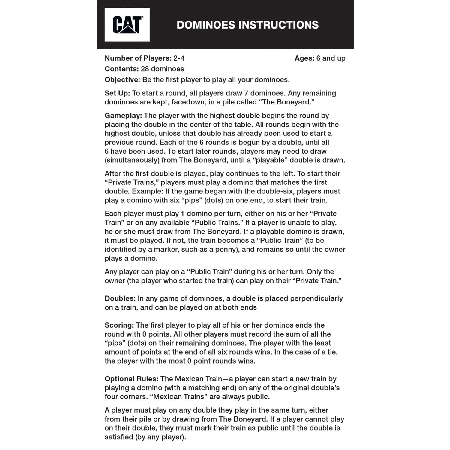 CAT - Caterpillar Dominoes - Out of Play