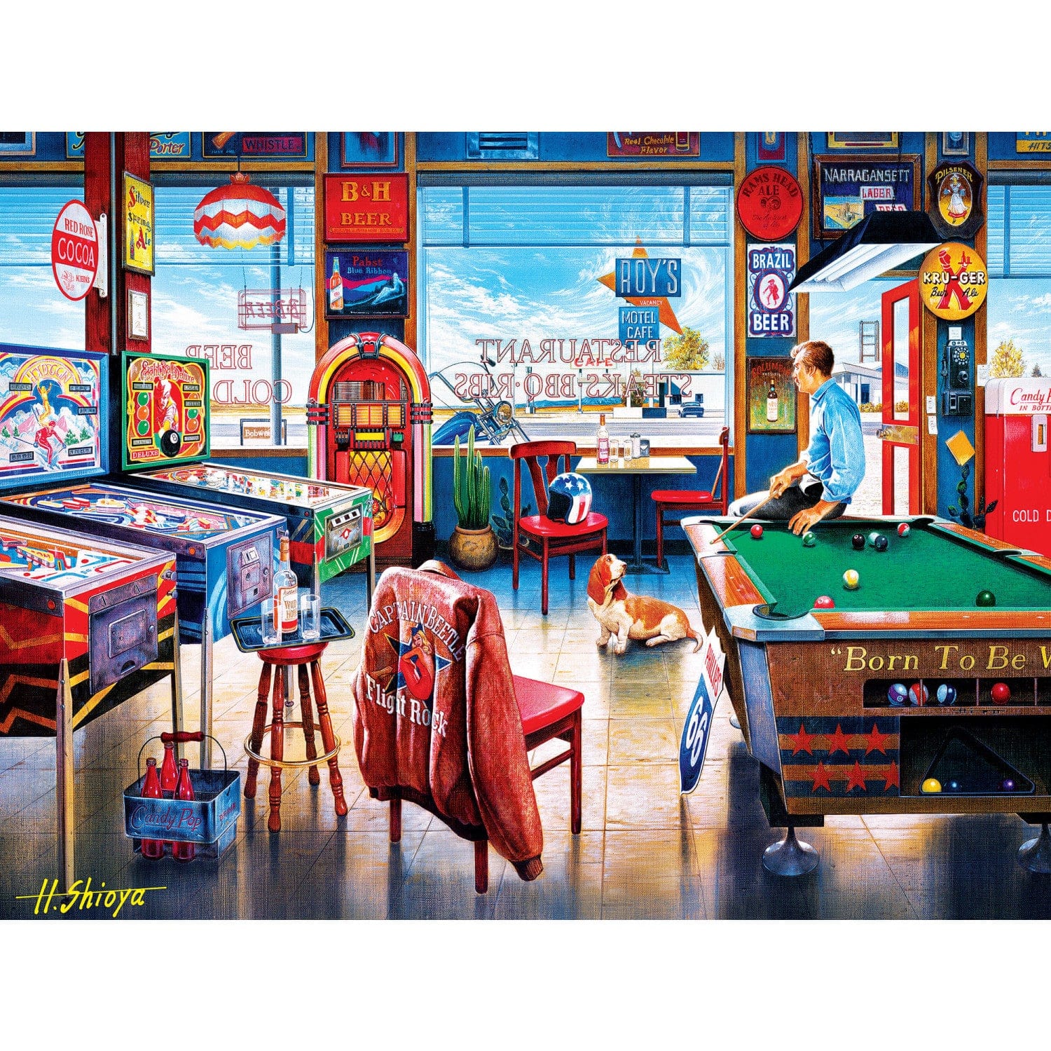 Drive-Ins, Diners & Dives - Pockets Pool & Pub 550 Piece Jigsaw Puzzle - Out of Play